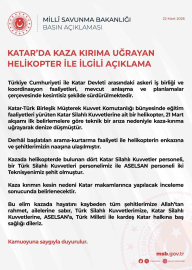Katar’da askeri helikopter kazası: 3 Türk personel şehit