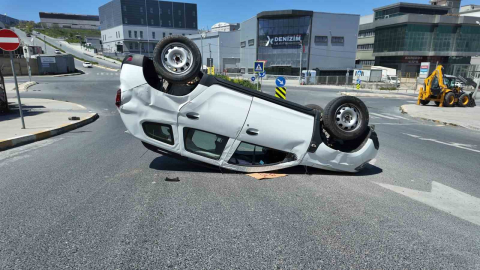 Esenyurt’ta kazaya karışan otomobil takla attı