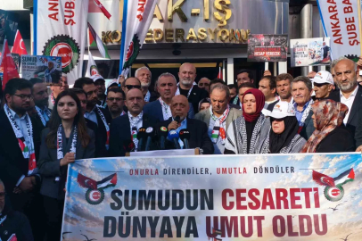 Sumud Filosu’nda İsrail güçleri tarafından alıkonulan HAK-İŞ Genel Başkanı Arslan, konfederasyon tarafından karşılandı