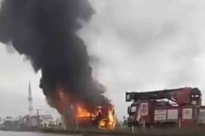 Bayram yolcularını taşıyan otobüs alevlere teslim oldu
