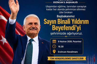 Binali Yıldırım Erzincan’a geliyor
