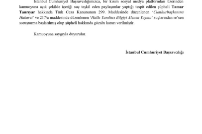 Tamar Tanrıyar hakkında sosyal medya paylaşımları nedeniyle gözaltı kararı
