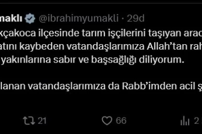 Bakan Yumaklı Düzce’deki kaza sonrası başsağlığı mesajı yayınladı
