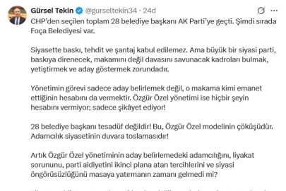 Gürsel Tekin’den Özgür Özel'e sert eleştiri: 28 belediye başkanı tesadüf değildir