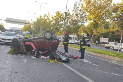 Kontrolden çıkan otomobil takla atarak karşı şeride geçti: 3 yaralı
