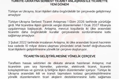 Türkiye-Ukrayna Serbest Ticaret Anlaşması yürürlüğe girdi
