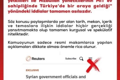 DMM’den "Suriye yetkilileri ile Hizbullah yöneticileri MİT ev sahipliğinde bir araya geldi" iddialarına yalanlama
