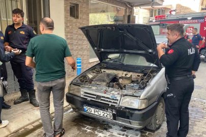 Seyir halindeki otomobilde çıkan yangın paniğe neden oldu
