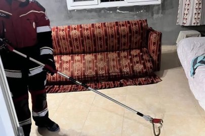 Samandağ’da yerleşim yerinde görülen yılan yakalanarak doğaya bırakıldı
