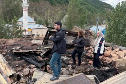 Heybetepe köyünde yangının ardından hasar tespit çalışması yapıldı
