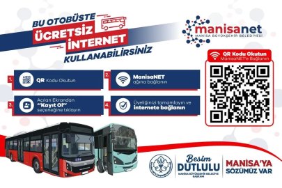 Manisa Büyükşehir Belediyesi otobüslerinde ücretsiz internet dönemi
