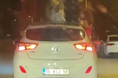 Karabük’te otomobilden sarkarak dans eden kadınların tehlikeli yolculuğu kamerada
