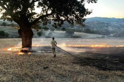 Hisarcık’ta anız yangını: 1 hektar alan zarar gördü
