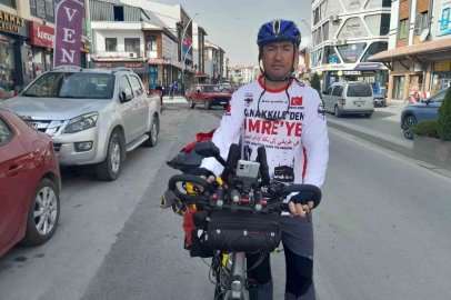 Çanakkale’den bisikletle umre yolculuğuna Karapınar’da mola
