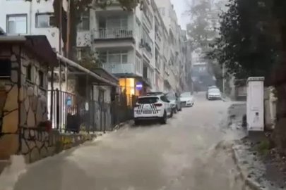 Sarıyer’de şelaleyi andıran görüntüler kamerada
