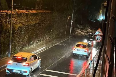 Ortaköy’de şiddetli yağış nedeniyle istinat duvarı çöktü
