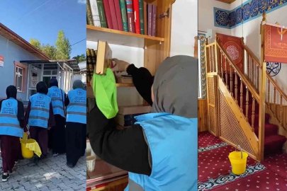 Erzincan’da öğrencilerden cami temizliğine destek
