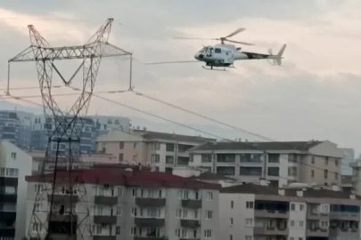 Bursa’da iletim hatlarına helikopterli bakım: Dikkat çeken anlar kamerada
