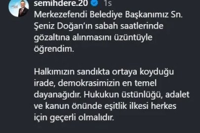 Başkan Dere’den Şeniz Doğan’ın gözaltına alınmasına tepki
