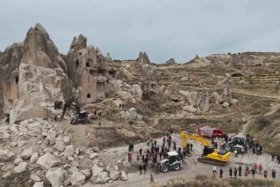 Kapadokya’daki çöken peribacası havadan görüntülendi
