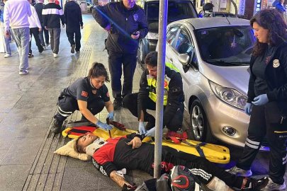 İki otomobilin arasından geçerken kaza yapan motosiklet sürücüsü yaralandı

