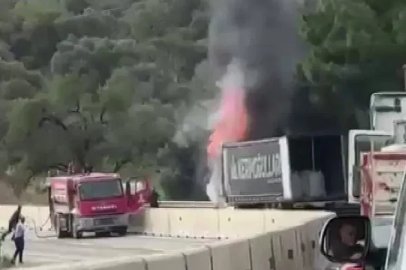 Seyir halindeki tır alevlere teslim oldu

