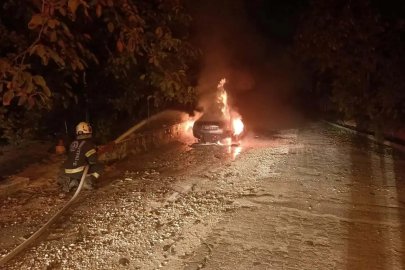 Pamukkale’de park halindeki otomobil alev aldı
